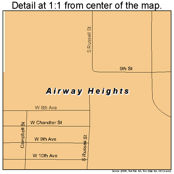 Airway Heights, Washington road map detail