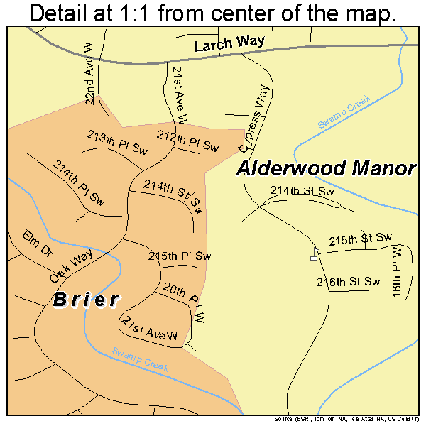 Alderwood Manor, Washington road map detail