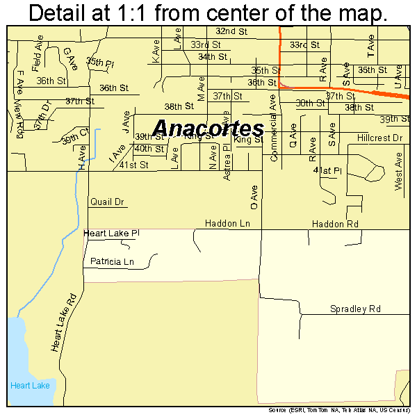 Anacortes, Washington road map detail