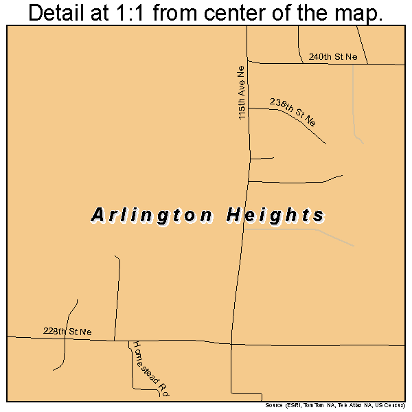 Arlington Heights, Washington road map detail