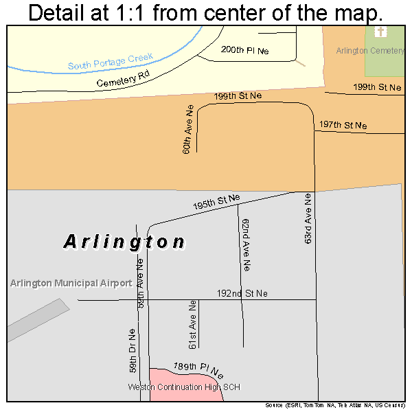 Arlington, Washington road map detail