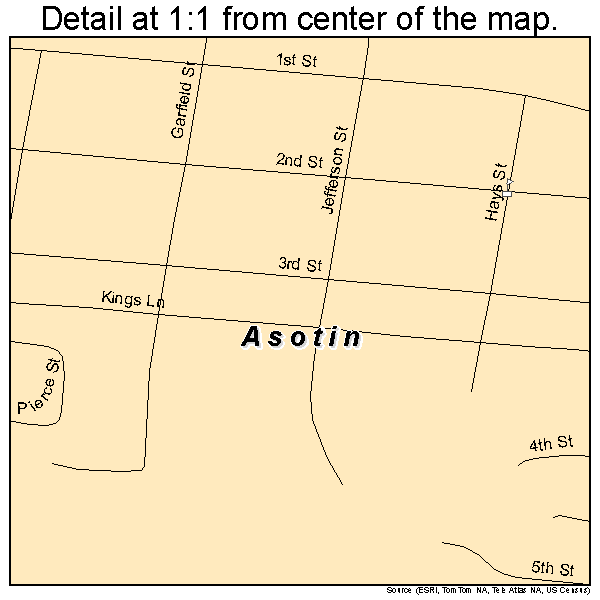 Asotin, Washington road map detail
