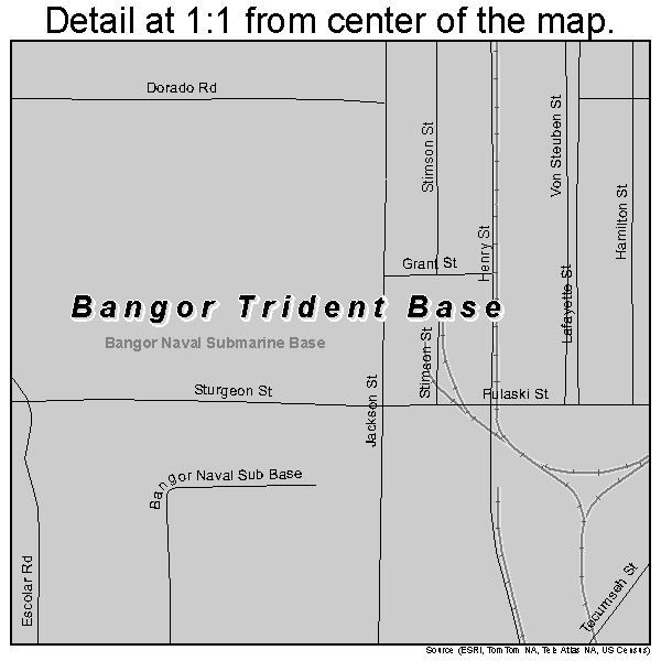 Bangor Trident Base, Washington road map detail