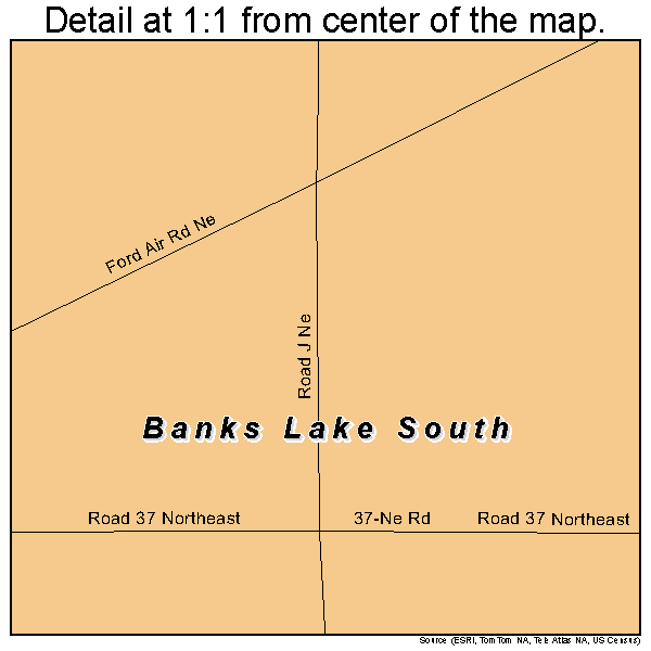 Banks Lake South, Washington road map detail