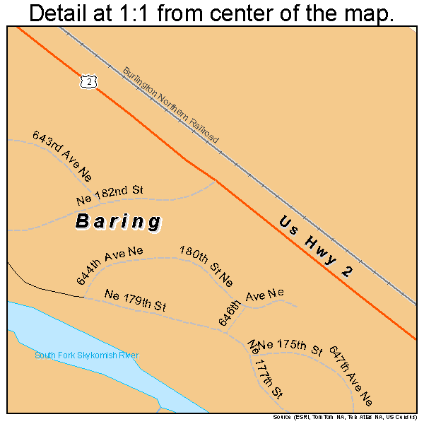 Baring, Washington road map detail