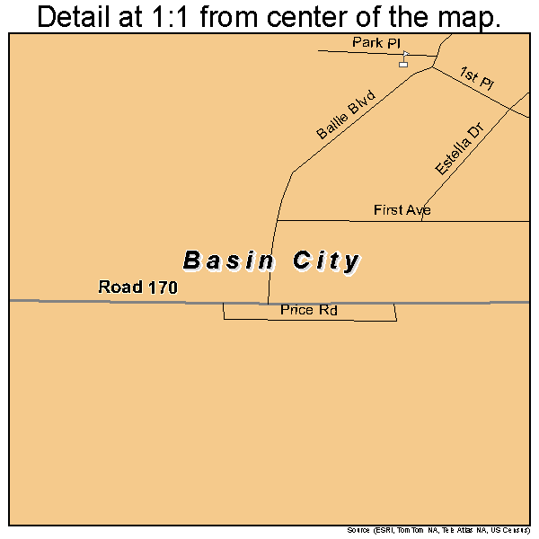 Basin City, Washington road map detail