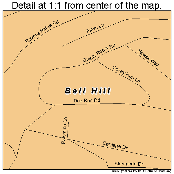 Bell Hill, Washington road map detail