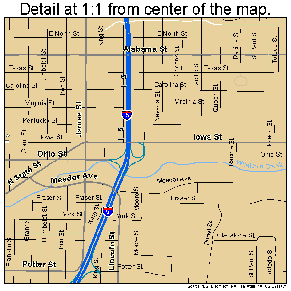Bellingham, Washington road map detail