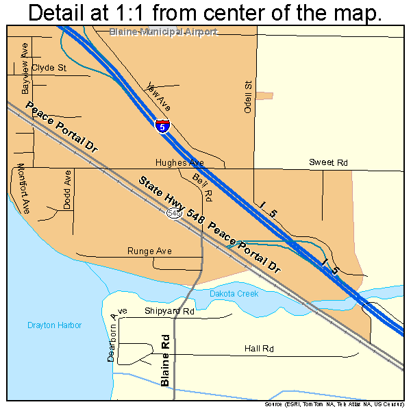 Blaine, Washington road map detail