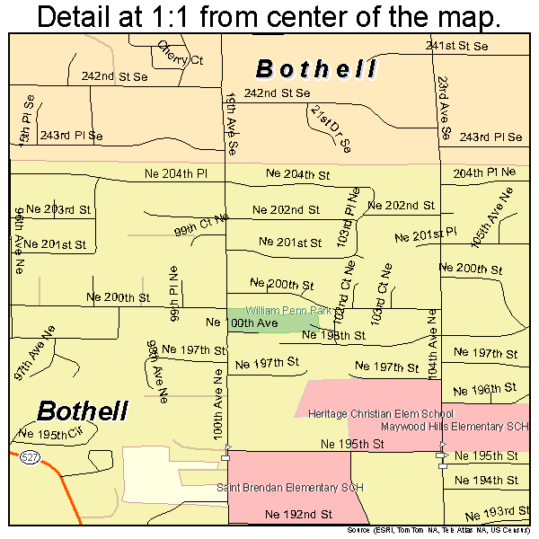 Bothell, Washington road map detail