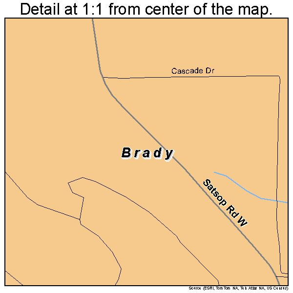 Brady, Washington road map detail