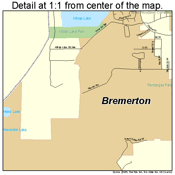 Bremerton, Washington road map detail