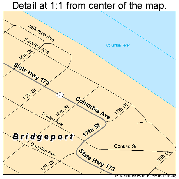 Bridgeport, Washington road map detail