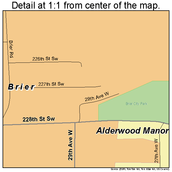 Brier, Washington road map detail