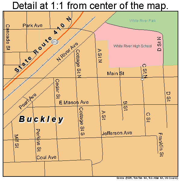 Buckley, Washington road map detail