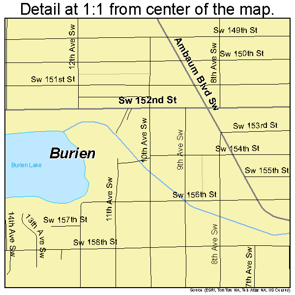 Burien, Washington road map detail