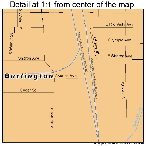 Burlington, Washington road map detail