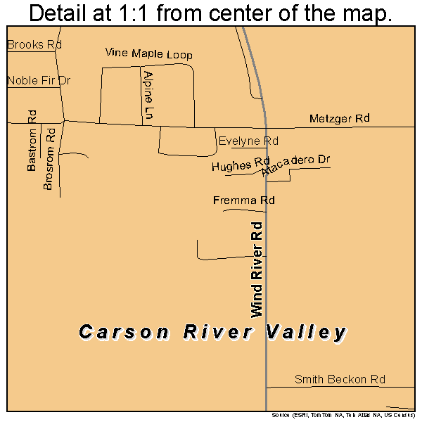 Carson River Valley, Washington road map detail