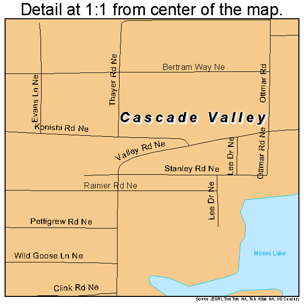 Cascade Valley, Washington road map detail