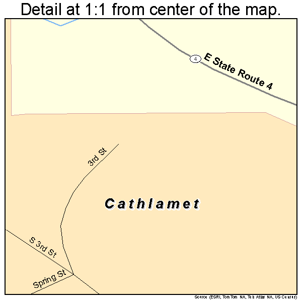 Cathlamet, Washington road map detail
