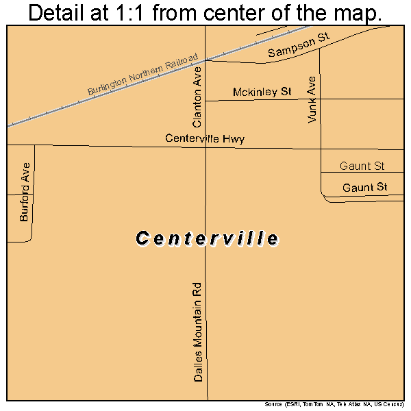 Centerville, Washington road map detail
