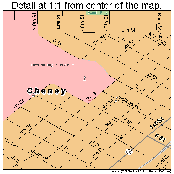 Cheney, Washington road map detail