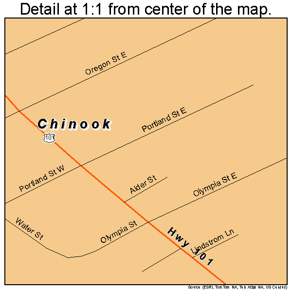 Chinook, Washington road map detail