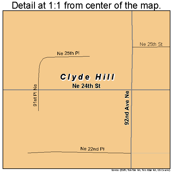 Clyde Hill, Washington road map detail