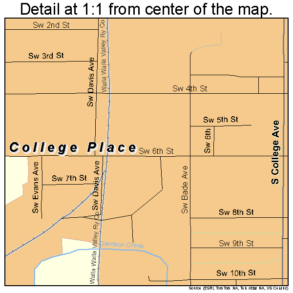 College Place, Washington road map detail