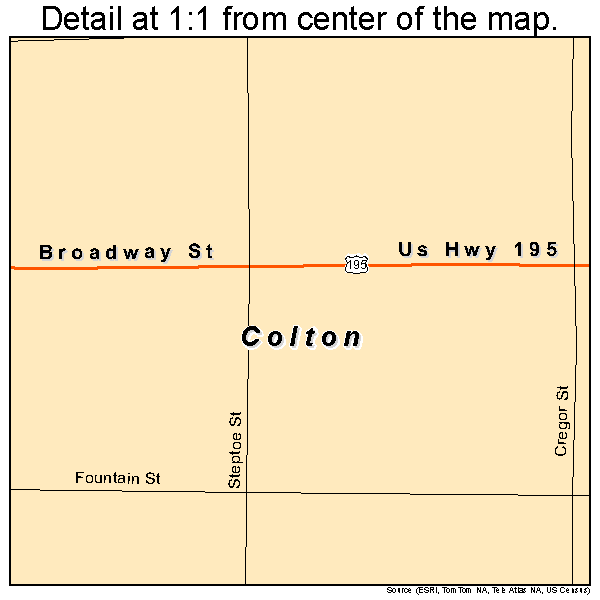 Colton, Washington road map detail