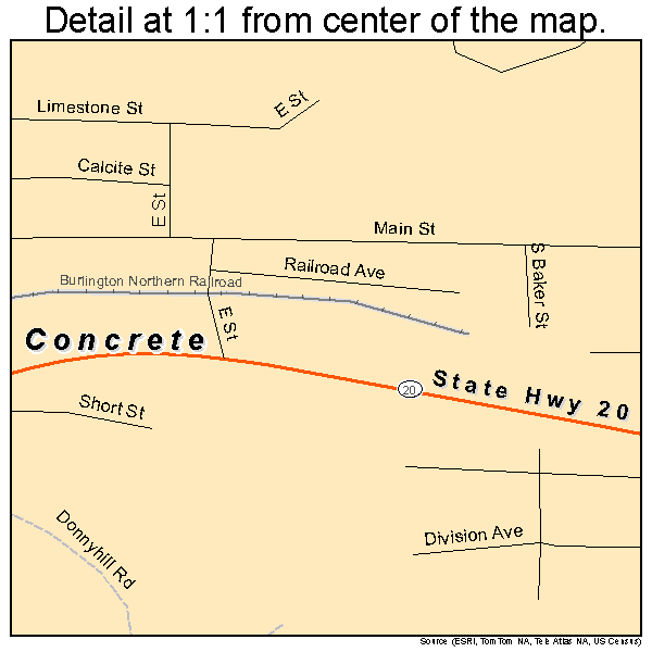 Concrete, Washington road map detail
