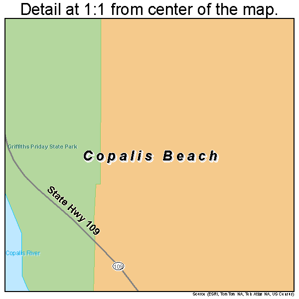 Copalis Beach, Washington road map detail