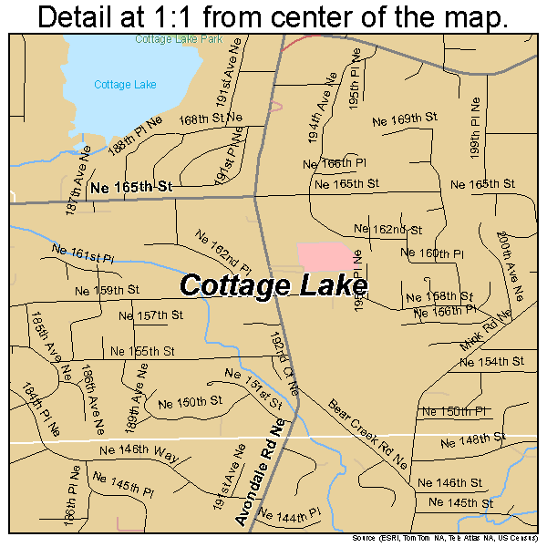 Cottage Lake, Washington road map detail