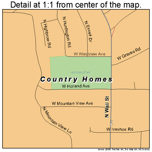 Country Homes, Washington road map detail