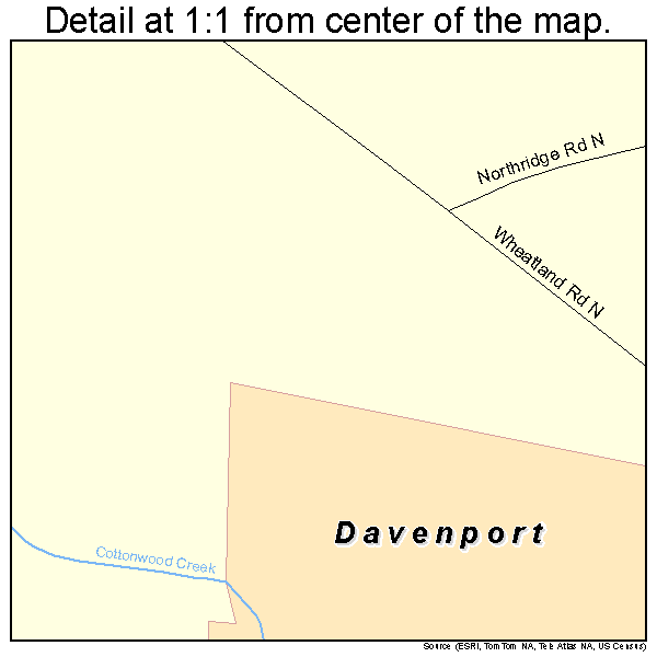 Davenport, Washington road map detail