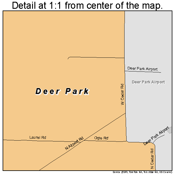 Deer Park, Washington road map detail