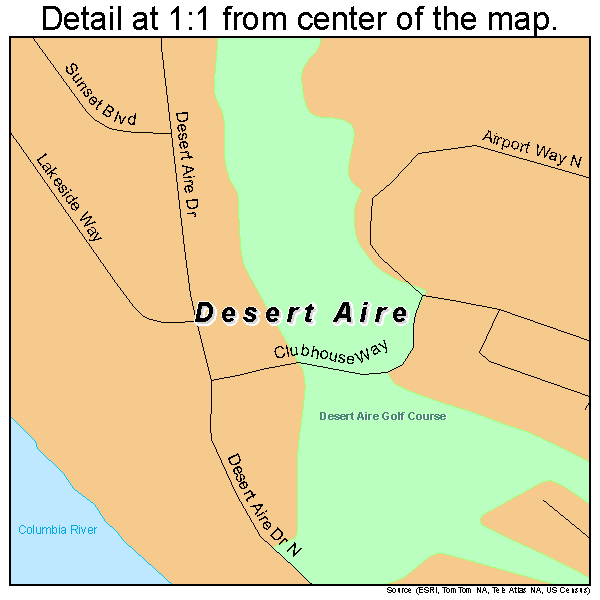 Desert Aire, Washington road map detail