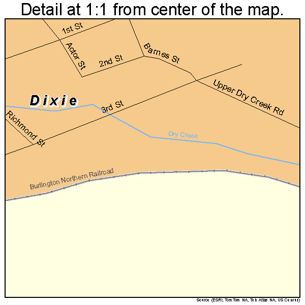 Dixie, Washington road map detail