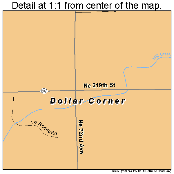 Dollar Corner, Washington road map detail