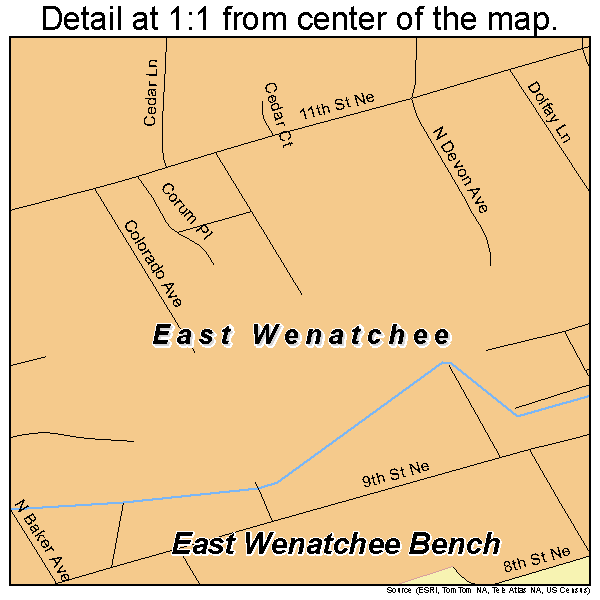 East Wenatchee, Washington road map detail