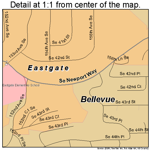 Eastgate, Washington road map detail