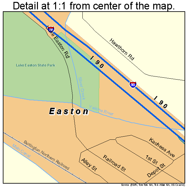 Easton, Washington road map detail