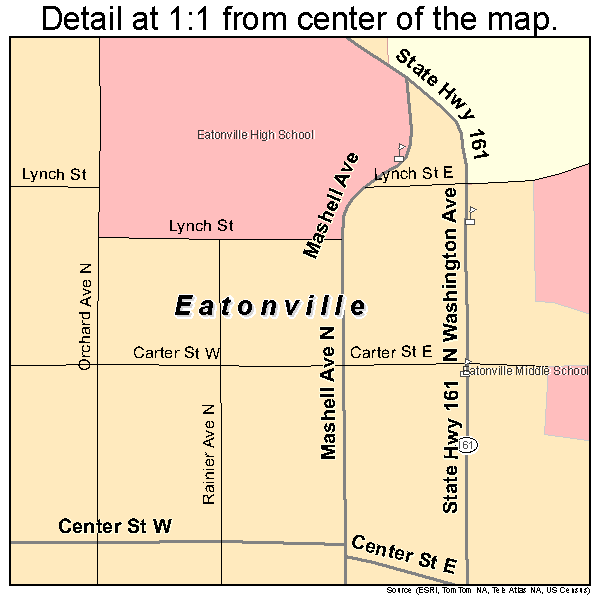 Eatonville, Washington road map detail
