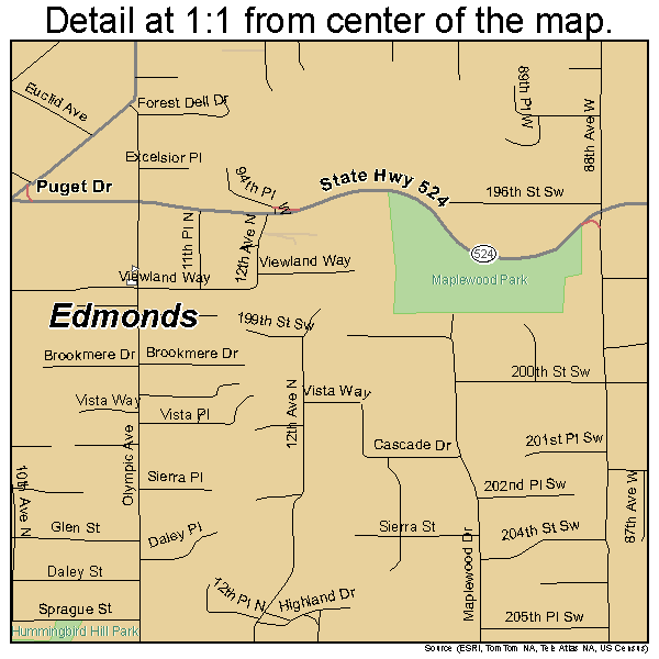 Edmonds, Washington road map detail