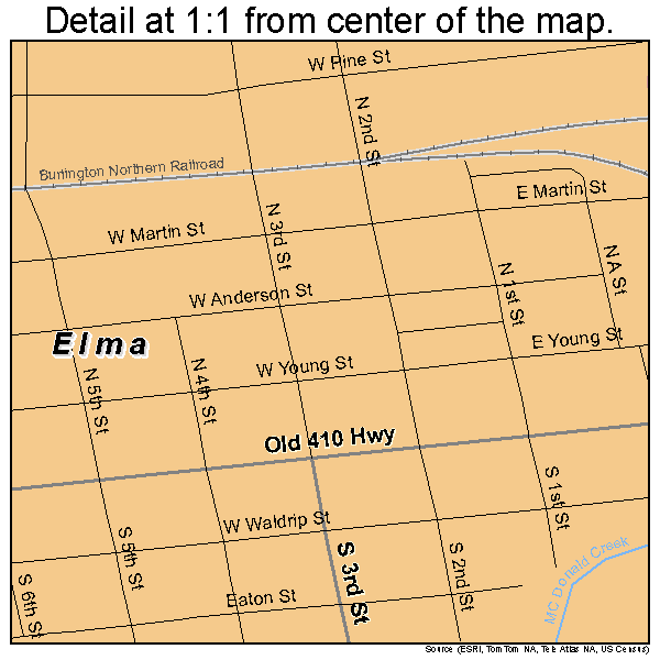 Elma, Washington road map detail