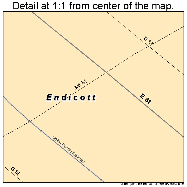 Endicott, Washington road map detail