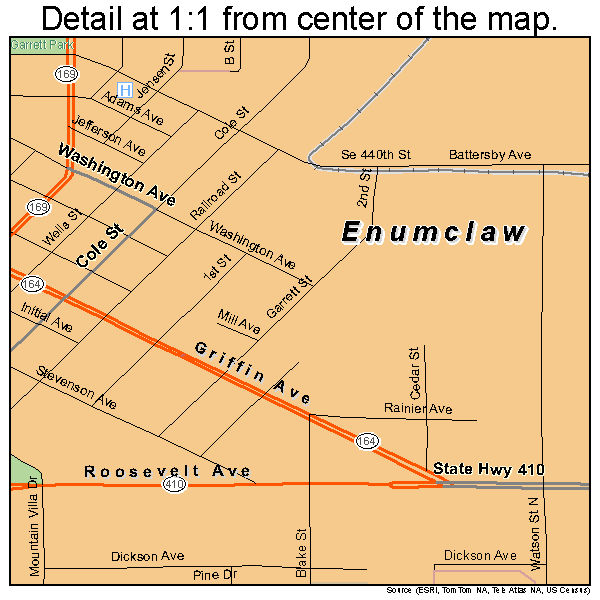 Enumclaw, Washington road map detail