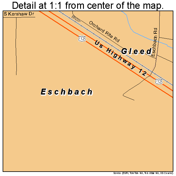 Eschbach, Washington road map detail