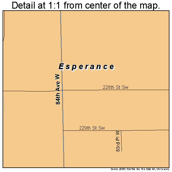 Esperance, Washington road map detail
