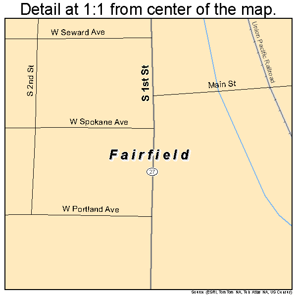 Fairfield, Washington road map detail